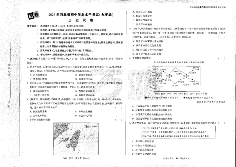 2026《万唯中考&bull;河北黑白卷》历史白卷_2026中考押题卷合集_2026《万唯中考黑白卷》地方版(1)_2026《万唯中考&bull;河北黑白卷》7科_2026《万唯中考&bull;河北黑白卷》历史