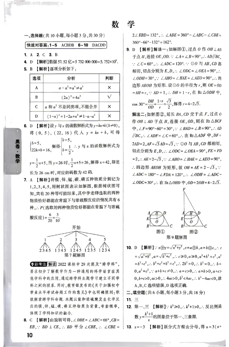 2026《万唯中考&bull;武汉黑白卷》数学黑卷答案_2026中考押题卷合集_2026《万唯中考黑白卷》地方版(1)_2026《万唯中考&bull;武汉黑白卷》7科_2026《万唯中考&bull;武汉黑白卷》数学