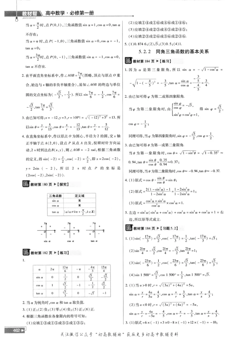 教材帮高中数学人教A版必修1册答案帮_高中三年全科资料_高中_2025版高中教材帮（完整版）