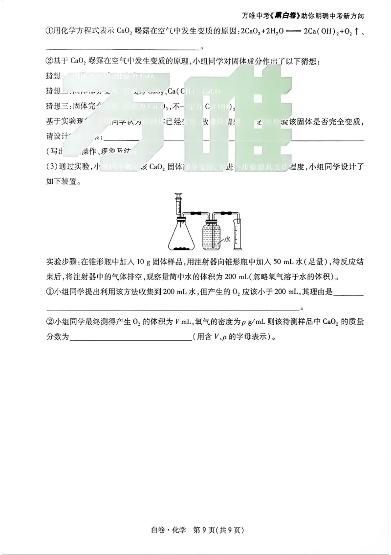 2026《万唯中考&bull;广州黑白卷》化学白卷_2026中考押题卷合集_2026《万唯中考黑白卷》地方版(1)_2026《万唯中考&bull;广州黑白卷》7科_2026《万唯中考&bull;广州黑白卷》化学