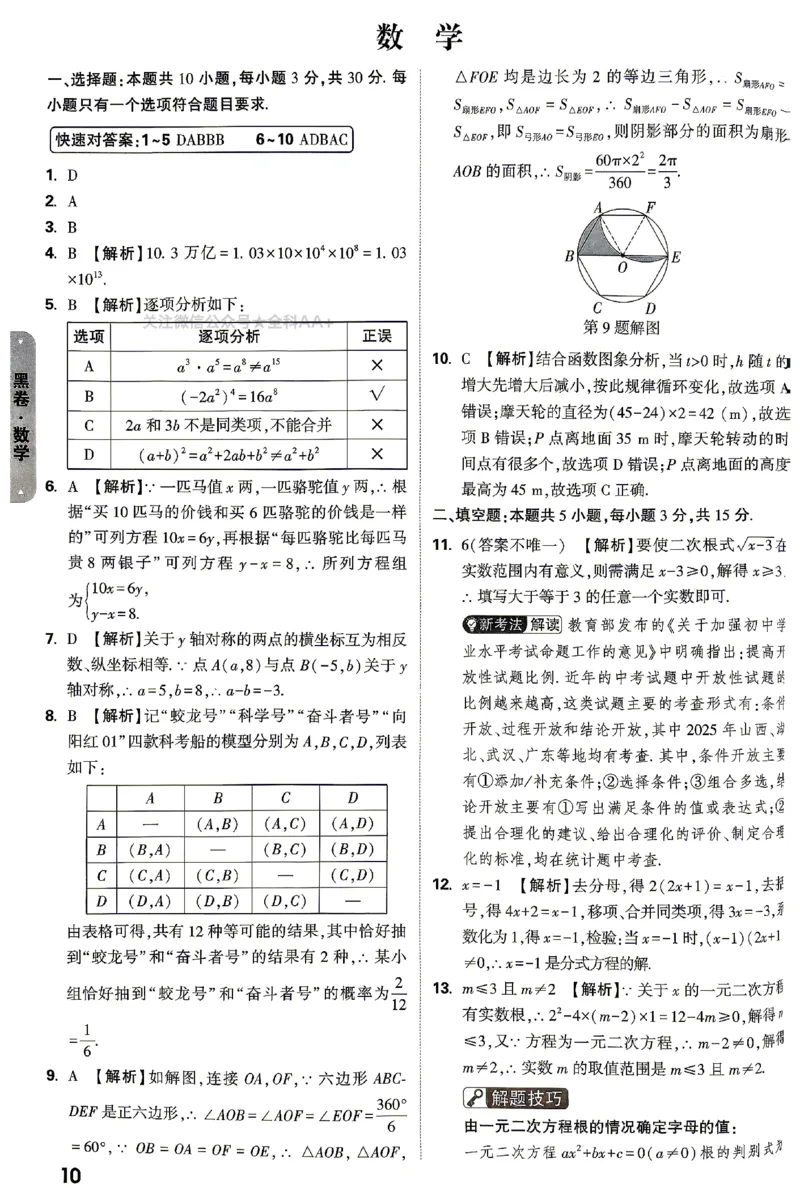 2026《万唯中考&bull;山东黑白卷》数学黑卷答案_2026中考押题卷合集_2026《万唯中考黑白卷》地方版(1)_2026《万唯中考&bull;山东黑白卷》7科_2026《万唯中考&bull;山东黑白卷》7科(扫描版)
