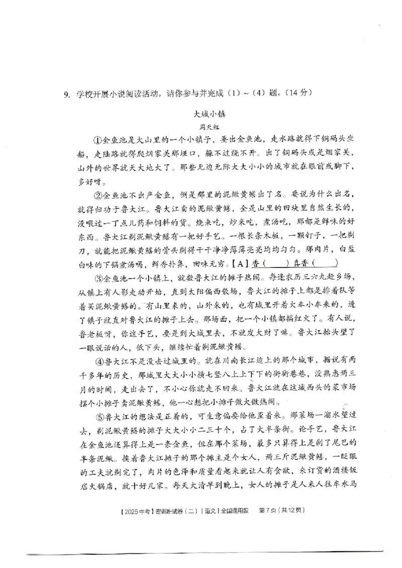 2025《中考密训班试卷&bull;语文》全国通用_2026中考押题卷合集_2026新中考中考全科资料_《中考密训班试卷&bull;语文》全国通用