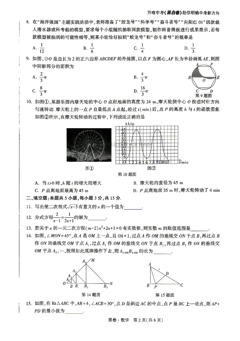 2026《万唯中考&bull;山东黑白卷》数学黑卷_2026中考押题卷合集_2026《万唯中考黑白卷》地方版(1)_2026《万唯中考&bull;山东黑白卷》7科_2026《万唯中考&bull;山东黑白卷》7科(扫描版)