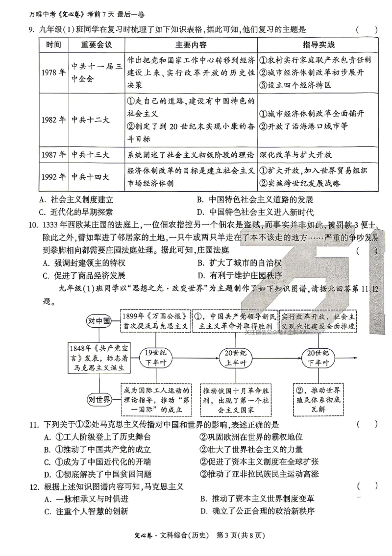 2026《万唯中考&bull;山西定心卷》历史_2026中考押题卷合集_2026《万唯中考定心卷》各地方版_2026《万唯中考&bull;山西定心卷》7科
