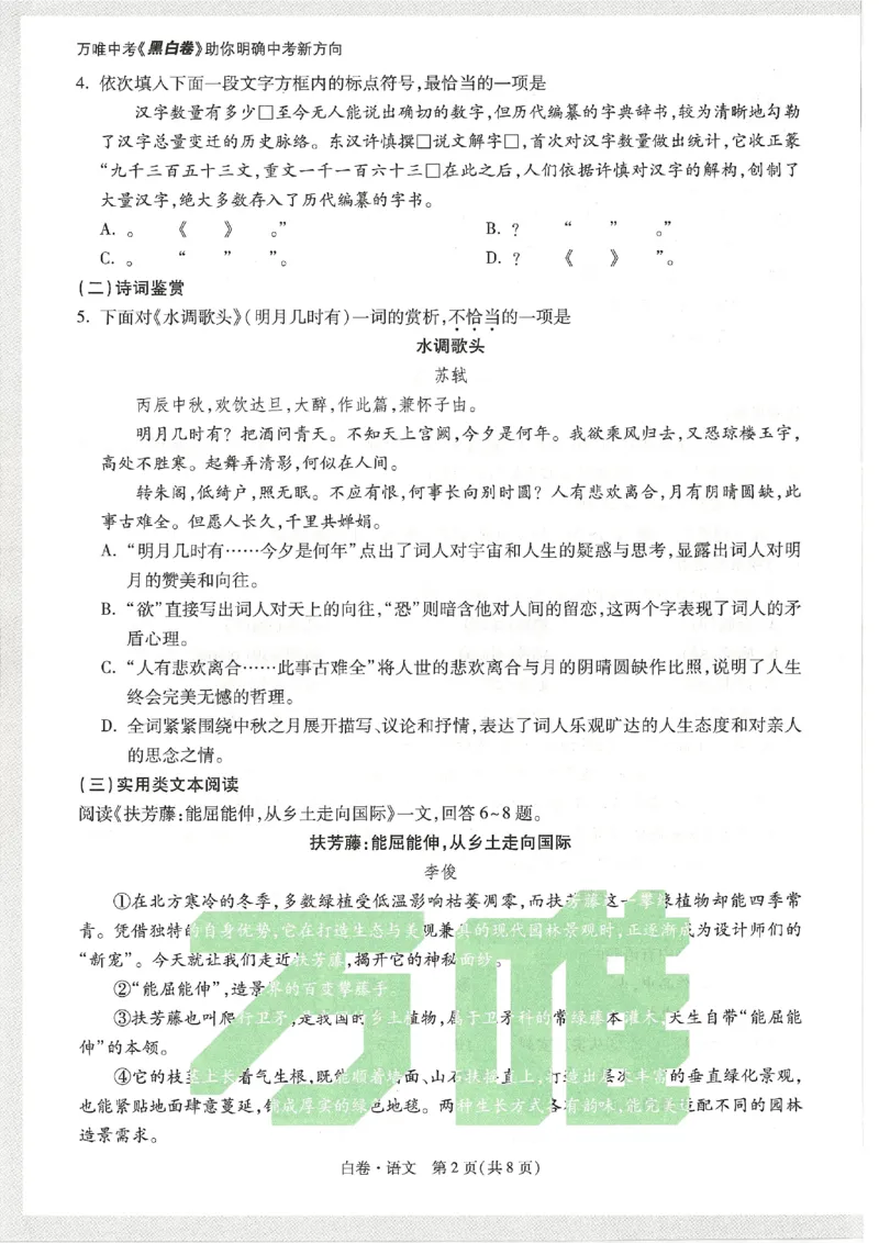 2026《万唯中考&bull;天津黑白卷》语文白卷_2026中考押题卷合集_2026《万唯中考黑白卷》地方版(1)_2026《万唯中考&bull;天津黑白卷》7科_2026《万唯中考&bull;天津黑白卷》语文