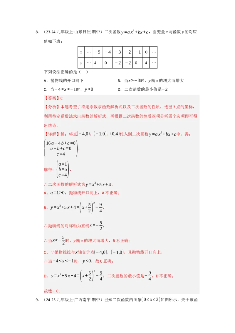 专题02二次函数重难点题型汇编（十四大题型）（教师版）_人教版数学九年级上册_版本二_九年级数学上册（人教版）_重难点题型高分突破-U207_2026版