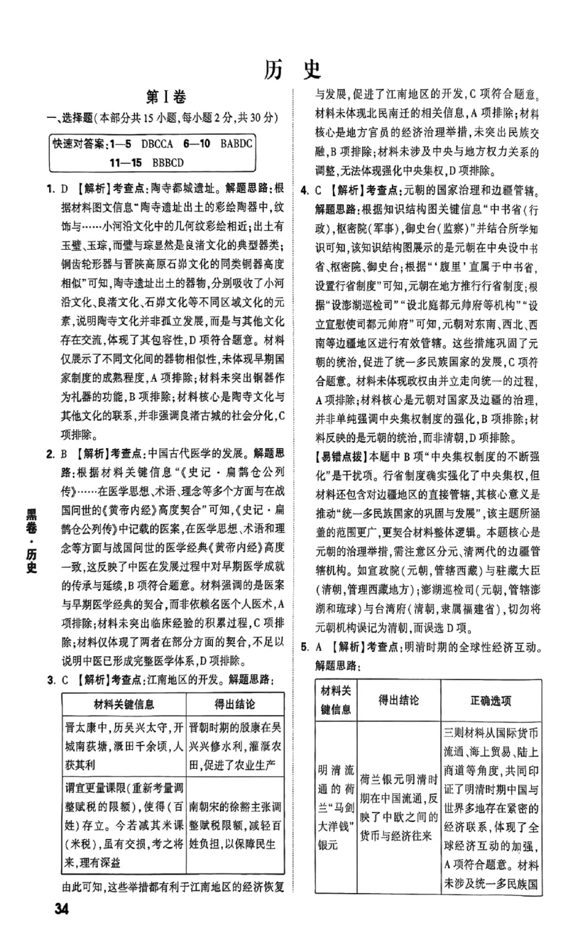 2026《万唯中考&bull;山西黑白卷》文综黑卷答案_2026中考押题卷合集_2026《万唯中考黑白卷》地方版(1)_2026《万唯中考&bull;山西黑白卷》7科_2026《万唯中考&bull;山西黑白卷》历史