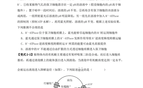 易错点03渗透作用和主动运输的深度解读（原卷版）_高中三年全科资料_高中_15高中全科《高考易错题》2025版_高考生物备战2025年高考易错题（新高考专用）