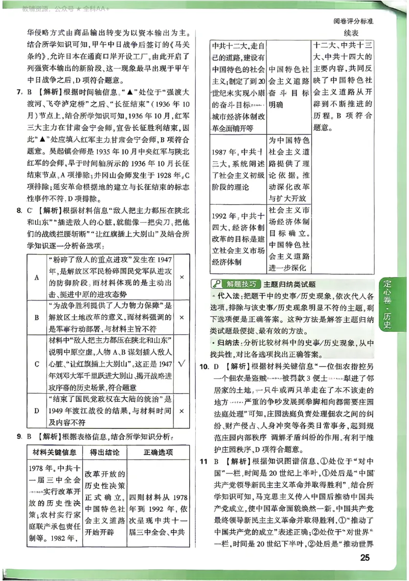 2026《万唯中考&bull;山西定心卷》历史答案_2026中考押题卷合集_2026《万唯中考定心卷》各地方版_2026《万唯中考&bull;山西定心卷》7科