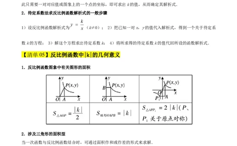 专题06反比例函数（考点清单，6个考点清单+10种题型解读）学生版_人教版数学九年级上册_版本二_九年级数学上册（人教版）_期末专项复习-U276_期末总复习_2025版