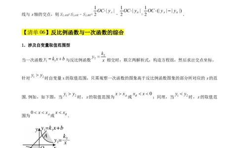 专题06反比例函数（考点清单，6个考点清单+10种题型解读）学生版_人教版数学九年级上册_版本二_九年级数学上册（人教版）_期末专项复习-U276_期末总复习_2025版