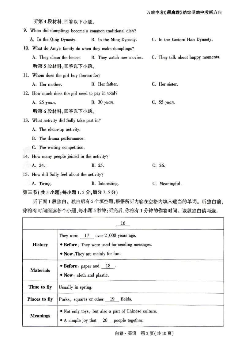 2026《万唯中考&bull;山东黑白卷》英语白卷_2026中考押题卷合集_2026《万唯中考黑白卷》地方版(1)_2026《万唯中考&bull;山东黑白卷》7科_2026《万唯中考&bull;山东黑白卷》英语