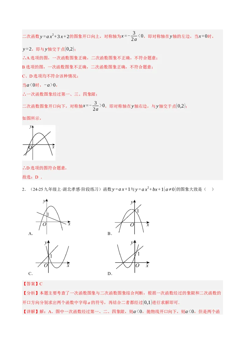 专题02二次函数（期末知识清单）（教师版）_人教版数学九年级上册_版本二_九年级数学上册（人教版）_期末专项复习-U276_期末总复习_2026版