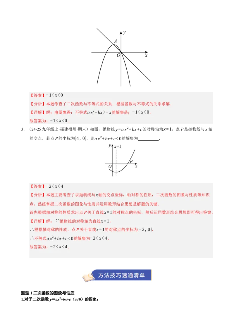 专题02二次函数（期末知识清单）（教师版）_人教版数学九年级上册_版本二_九年级数学上册（人教版）_期末专项复习-U276_期末总复习_2026版