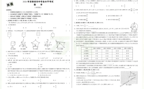 2026《万唯中考&bull;安徽黑白卷》数学黑卷A3_2026中考押题卷合集_2026中考《万唯中考黑白卷》地方版_2026《万唯中考&bull;安徽黑白卷》7科_2026《万唯中考&bull;安徽黑白卷》数学