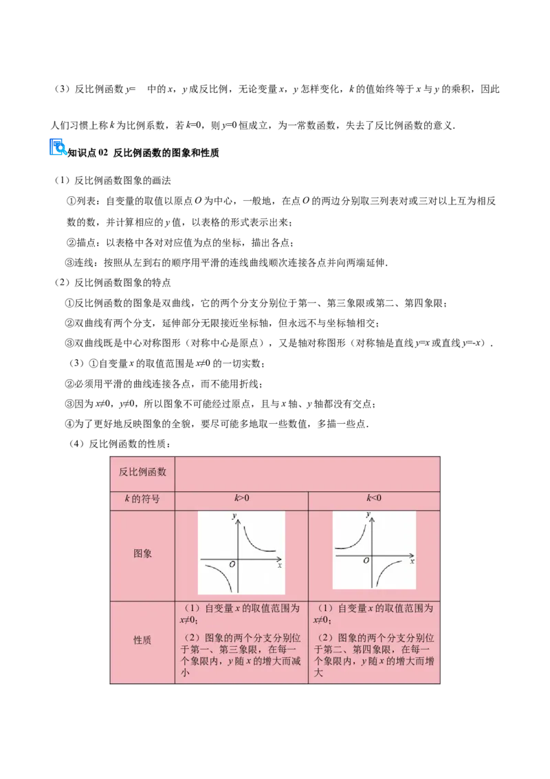 专题05反比例函数（期末复习讲义）（原卷版）_人教版数学九年级上册_版本二_九年级数学上册（人教版）_期末专项复习-U276_期末总复习_2026版