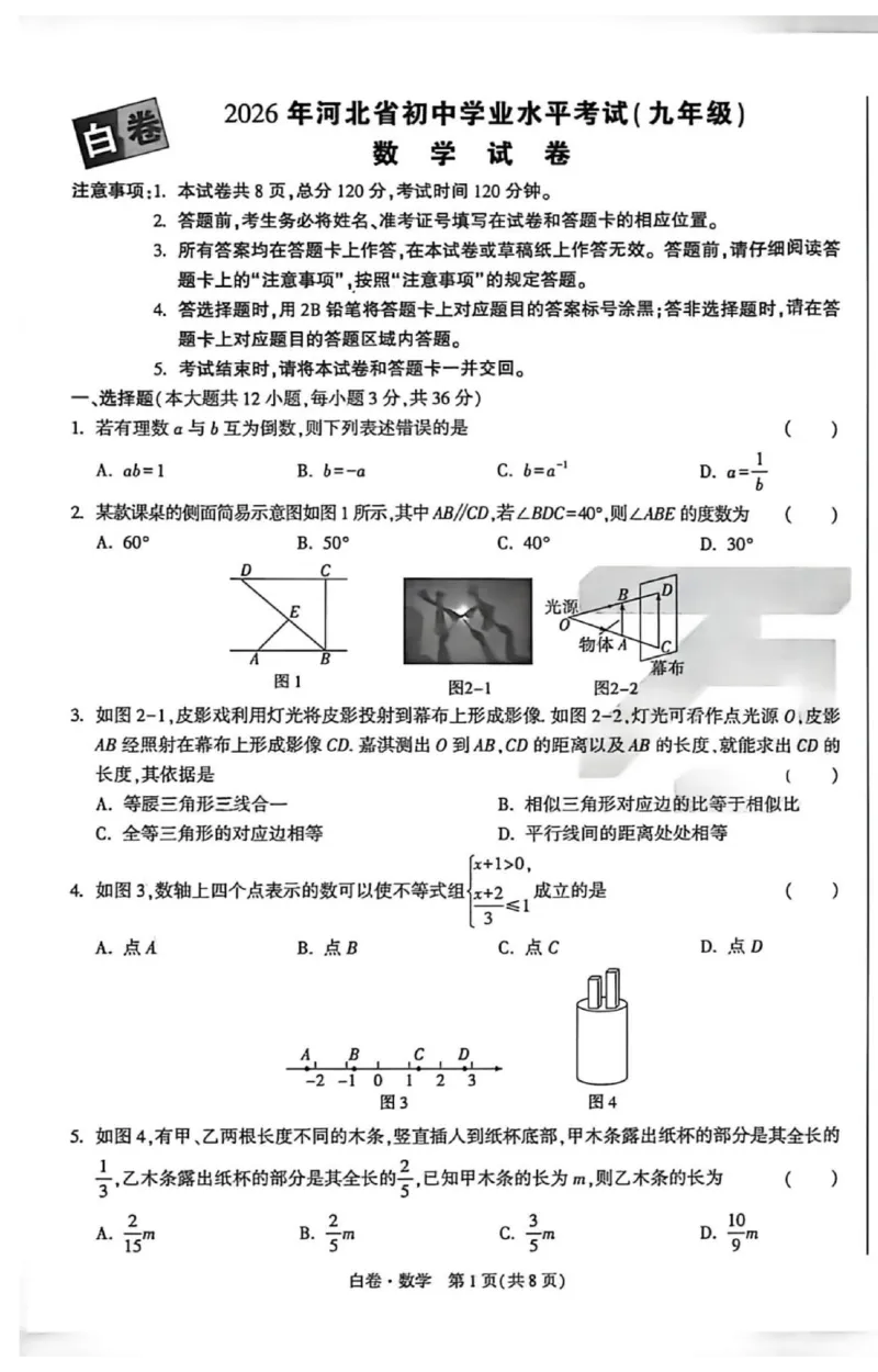 2026《万唯中考&bull;河北黑白卷》数学白卷_2026中考押题卷合集_2026《万唯中考黑白卷》地方版(1)_2026《万唯中考&bull;河北黑白卷》7科_2026《万唯中考&bull;河北黑白卷》数学