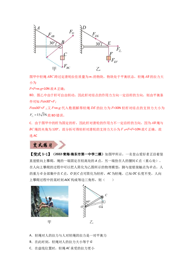 易错点02相互作用（解析版）_高中三年全科资料_高中_15高中全科《高考易错题》2025版_高考物理备战2025年高考易错题（新高考专用）_教师版（含答案解析版）