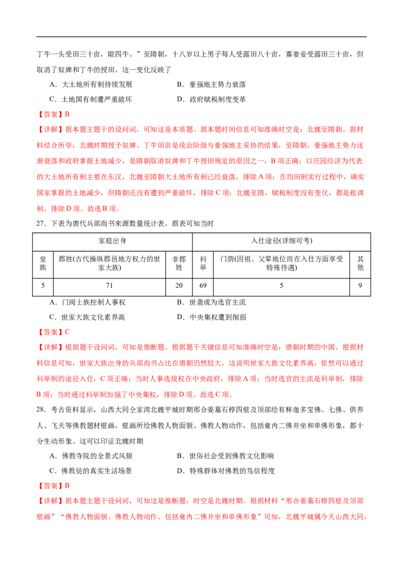 消灭易错《中国古代史》选择题50题专练（解析版）_高中三年全科资料_高中_15高中全科《高考易错题》2025版_高考历史备战2025年高考易错题（新高考专用）_消灭易错专练