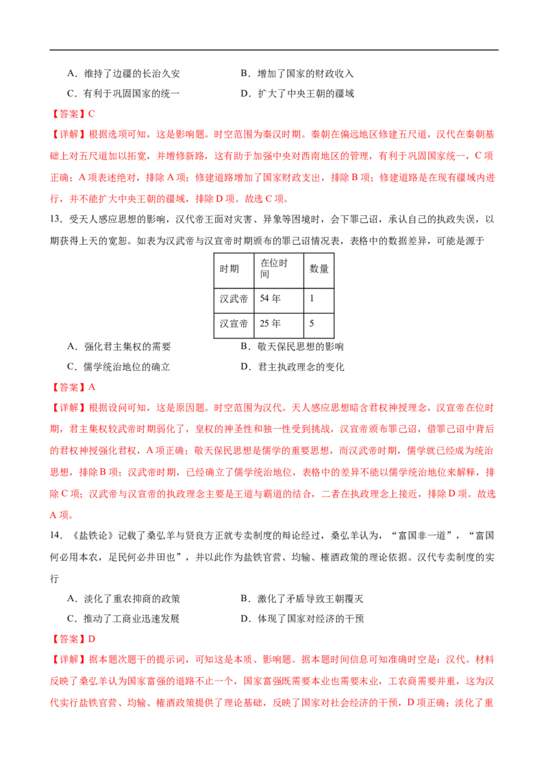 消灭易错《中国古代史》选择题50题专练（解析版）_高中三年全科资料_高中_15高中全科《高考易错题》2025版_高考历史备战2025年高考易错题（新高考专用）_消灭易错专练