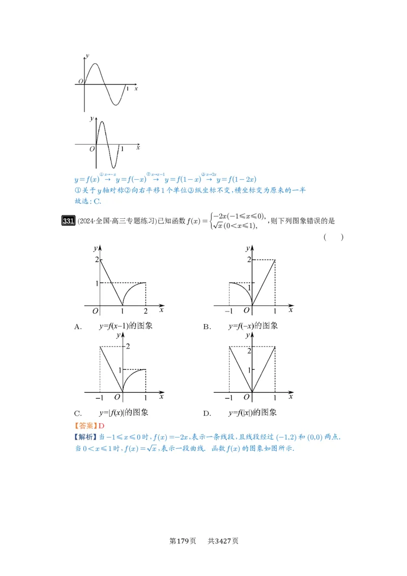 第11讲函数的图像_高中三年全科资料_高考数学《必刷5000题》2025版_2025高考数学必刷5000题（解析版分章节PDF）