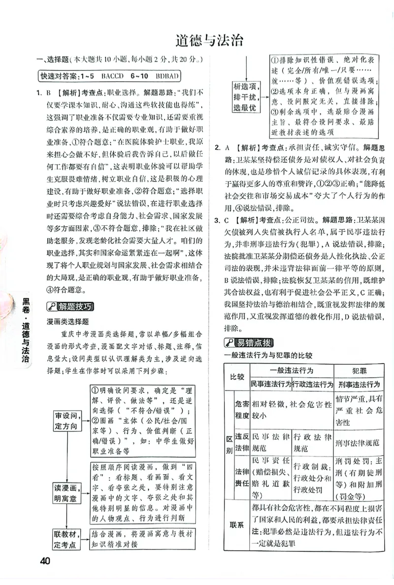 2026《万唯中考&bull;重庆黑白卷》道法黑卷答案_2026中考押题卷合集_2026《万唯中考黑白卷》地方版(1)_2026《万唯中考&bull;重庆黑白卷》7科_2026《万唯中考&bull;重庆黑白卷》道法