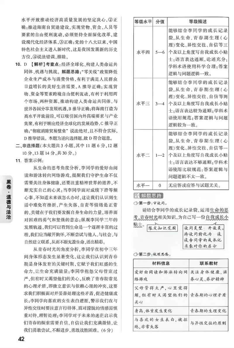 2026《万唯中考&bull;重庆黑白卷》道法黑卷答案_2026中考押题卷合集_2026《万唯中考黑白卷》地方版(1)_2026《万唯中考&bull;重庆黑白卷》7科_2026《万唯中考&bull;重庆黑白卷》道法