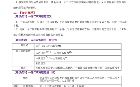 专题21.1一元二次方程（3大知识点8类题型）（知识梳理与题型分类讲解）（人教版）（教师版）_人教版数学九年级上册_版本二_九年级数学上册（人教版）_专题突破练习-V4_2026版