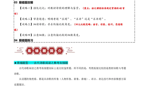 易错题26古代诗歌阅读之教考衔接题&mdash;&mdash;不会在衔接点上求异同（解析版）_高中三年全科资料_高中_15高中全科《高考易错题》2025版_高考语文备战2025年高考易错题（新高考专用）