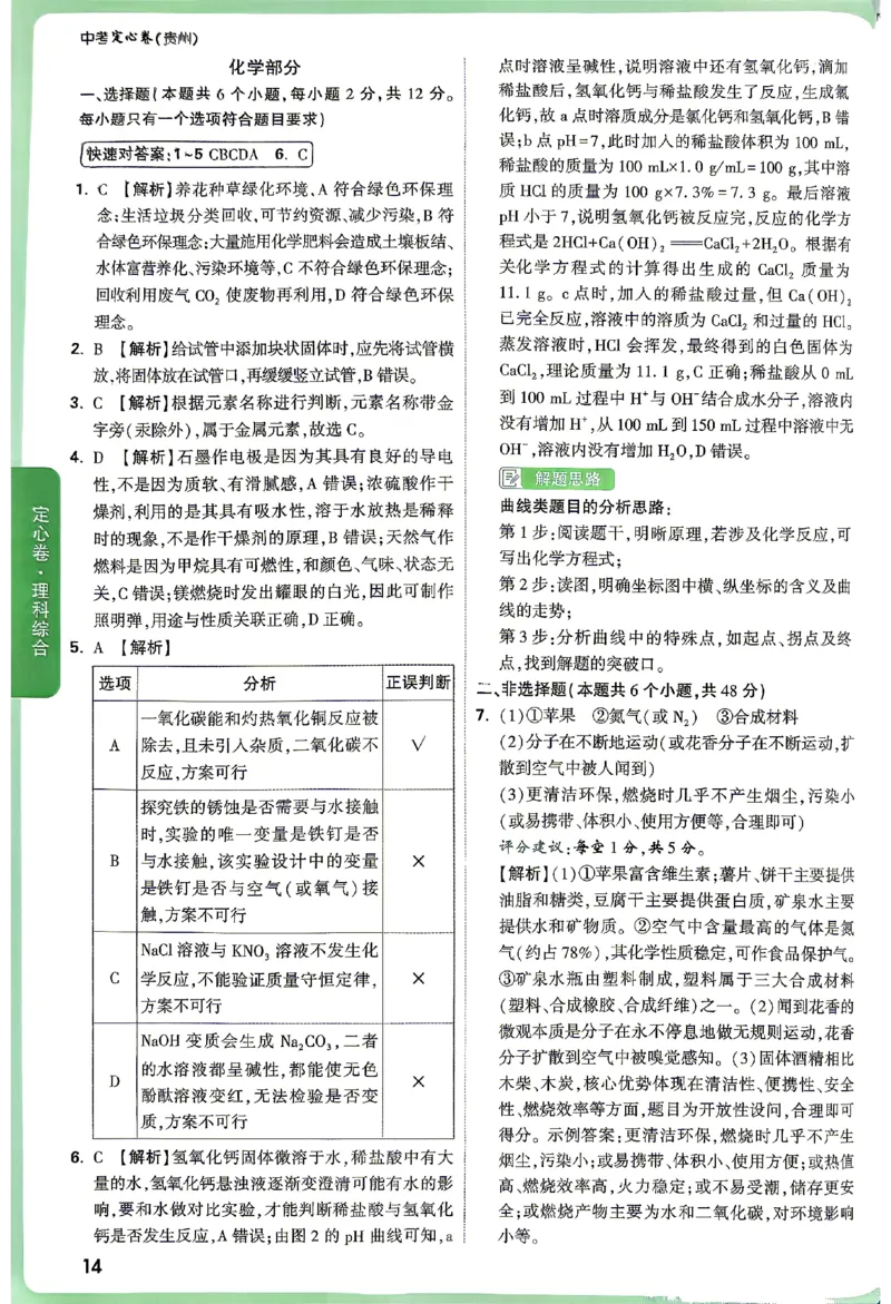 2026《万唯中考&bull;贵州定心卷》理科综合答案_2026中考押题卷合集_2026《万唯中考定心卷》各地方版_2026《万唯中考&bull;贵州定心卷》5科_2026《万唯中考&bull;贵州定心卷》理科综合