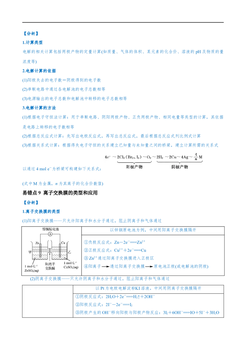 易错类型11化学能与电能（9大易错点）（原卷版）_高中三年全科资料_高中_15高中全科《高考易错题》2025版_高考化学备战2025年高考易错题（新全国通用）