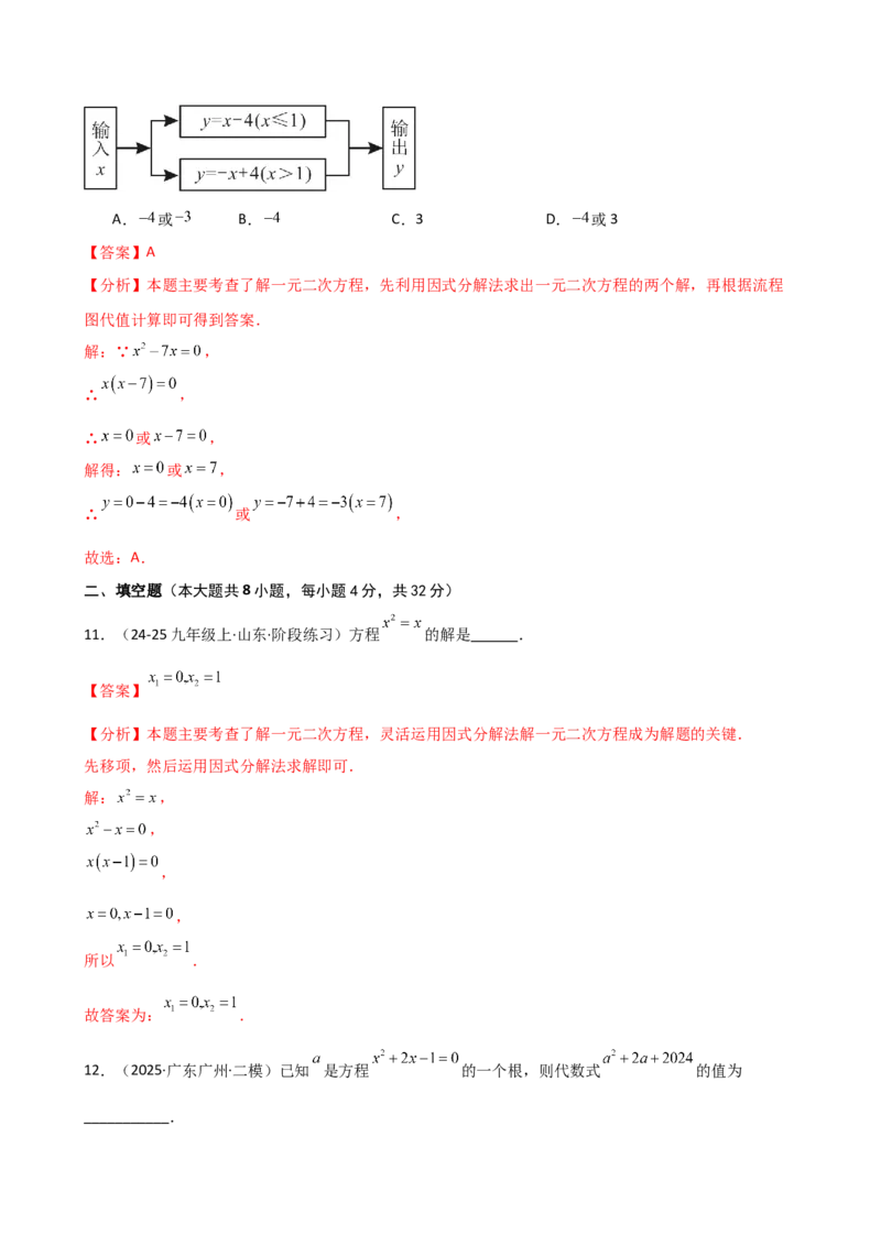 专题21.14一元二次方程（全章专项练习）（夯实基础篇）（人教版）（教师版）_人教版数学九年级上册_版本二_九年级数学上册（人教版）_专题突破练习-V4_2026版