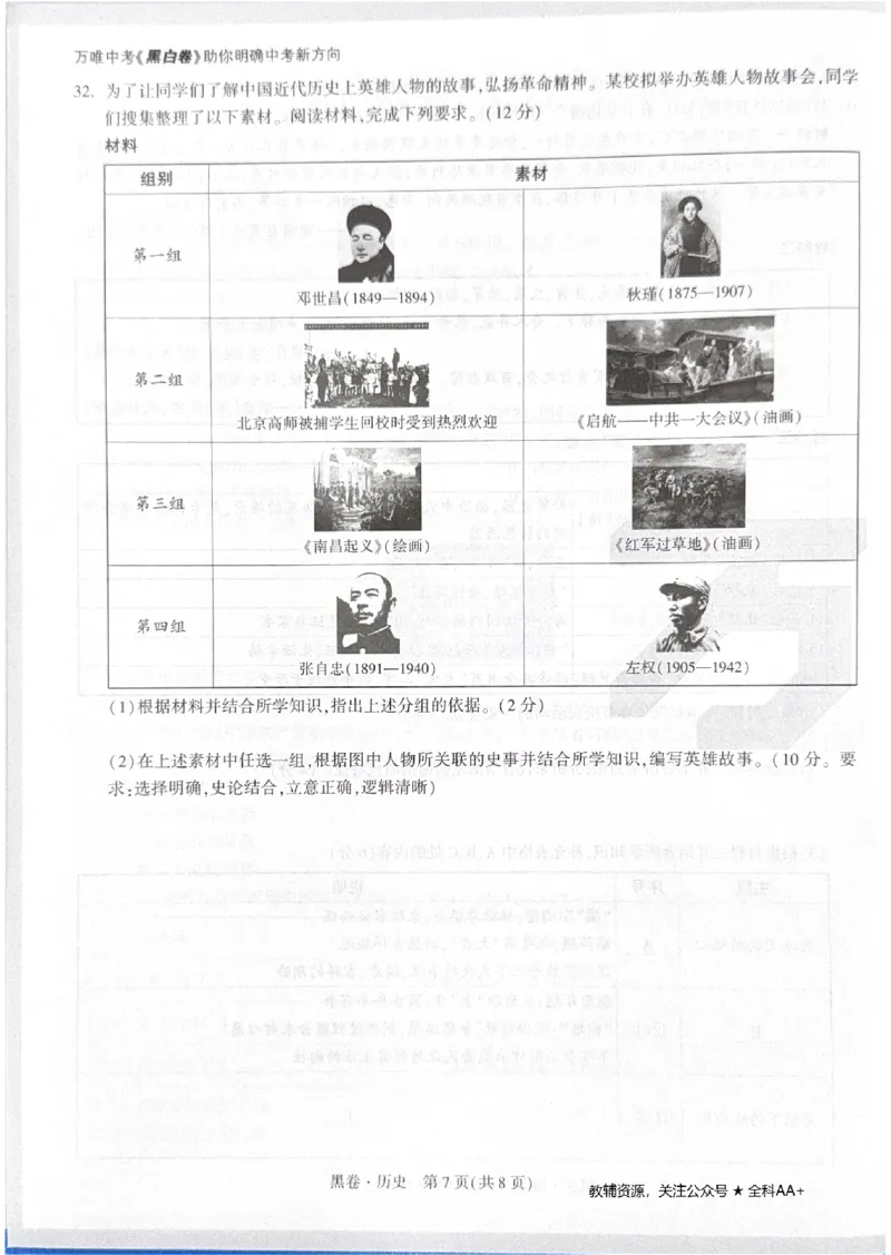 2026《中考&bull;广东黑白卷》历史黑卷_2026中考押题卷合集_2026《万唯中考黑白卷》地方版(1)_2026《万唯中考&bull;广东黑白卷》7科_2026《万唯中考&bull;广东黑白卷》历史