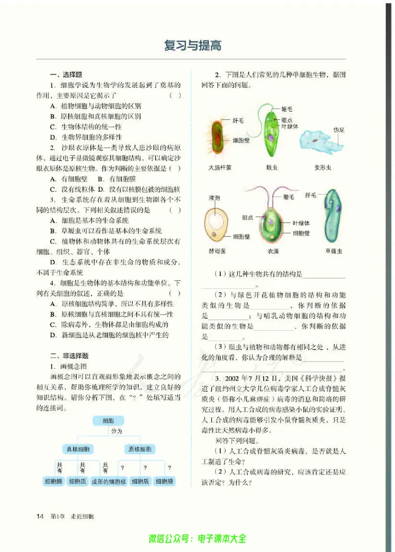 普通高中教科书生物学必修1分子与细胞_高中三年全科资料_高中_高中电子教材_高中生物学_人教版_旧