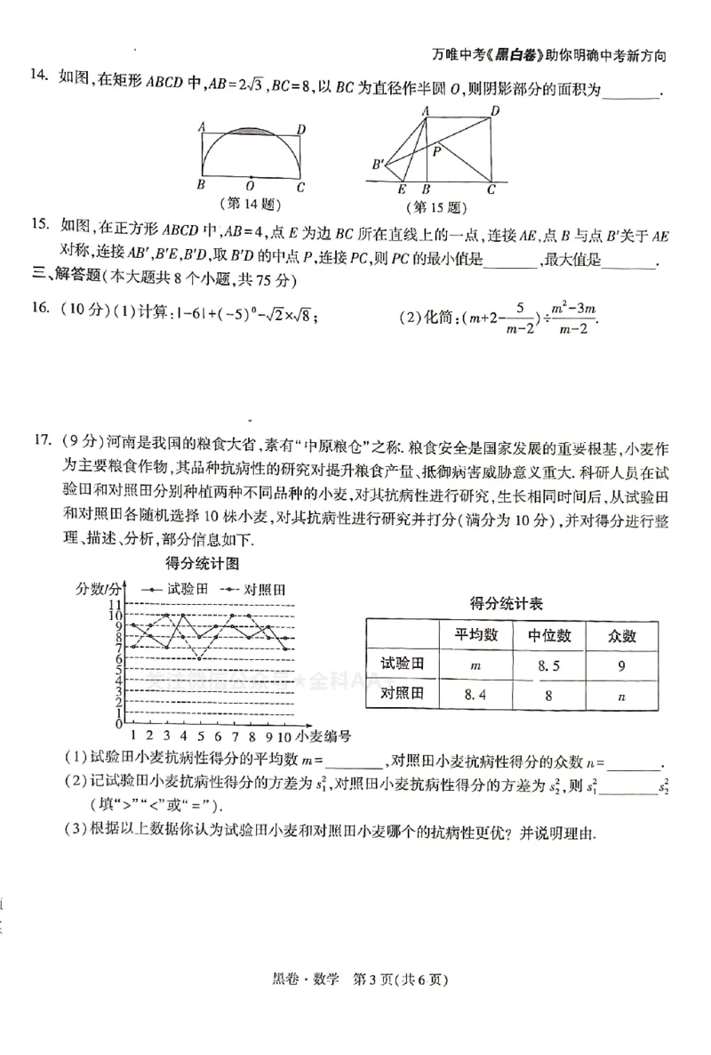 2026《万唯中考&bull;河南黑白卷》数学黑卷_2026中考押题卷合集_2026《万唯中考黑白卷》地方版(1)_2026《万唯中考&bull;河南黑白卷》3科