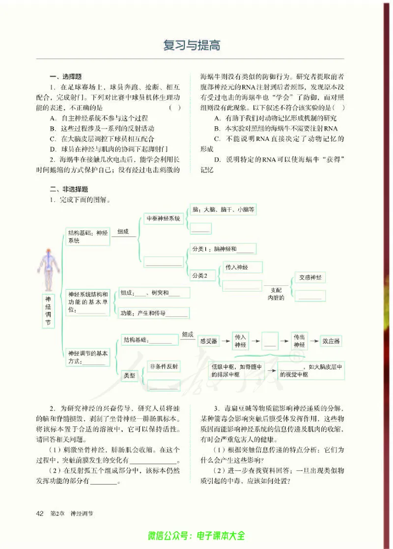 普通高中教科书生物学选择性必修1稳态与调节_高中三年全科资料_高中_高中电子教材_高中生物学_人教版_旧