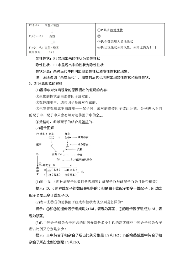 第1章遗传因子的发现-知识点总结-2021-2022学年高中生物新教材人教版必修2&nbsp;&nbsp;&nbsp;_高中三年全科资料_高中_1高中基础资料包_A-高中必背9科知识点_生物_高中生物全书知识点梳理+总结