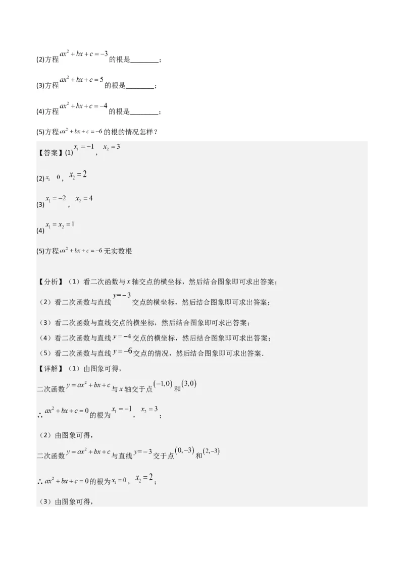 专题10二次函数与一元二次方程（3个知识点5种题型1个易错点2种中考考法）（教师版）_人教版数学九年级上册_版本二_九年级数学上册（人教版）_常见题型通关讲解练-V3_2024版