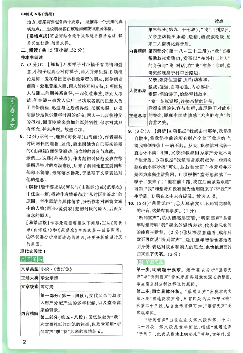 2026《万唯中考&bull;贵州定心卷》语文答案_2026中考押题卷合集_2026《万唯中考定心卷》各地方版_2026《万唯中考&bull;贵州定心卷》5科_2026《万唯中考&bull;贵州定心卷》语文