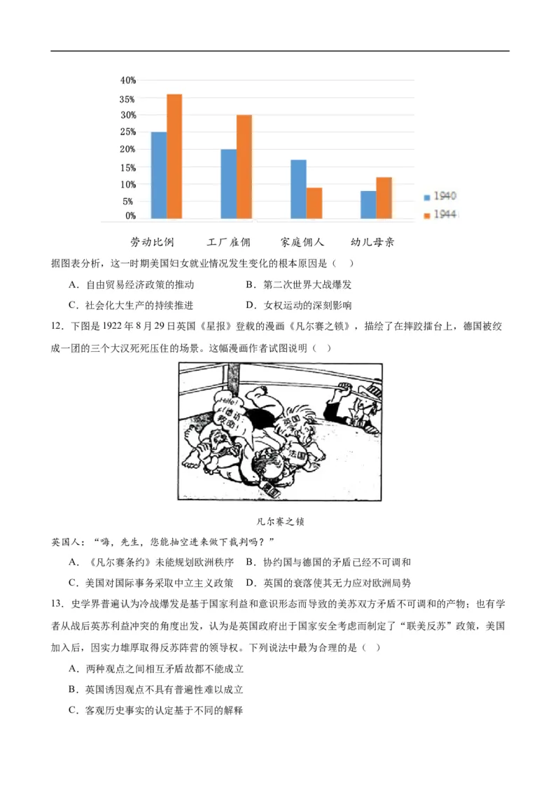 消灭易错《世界现代史》选择题50题专练（原卷版）_高中三年全科资料_高中_15高中全科《高考易错题》2025版_高考历史备战2025年高考易错题（新高考专用）_消灭易错专练