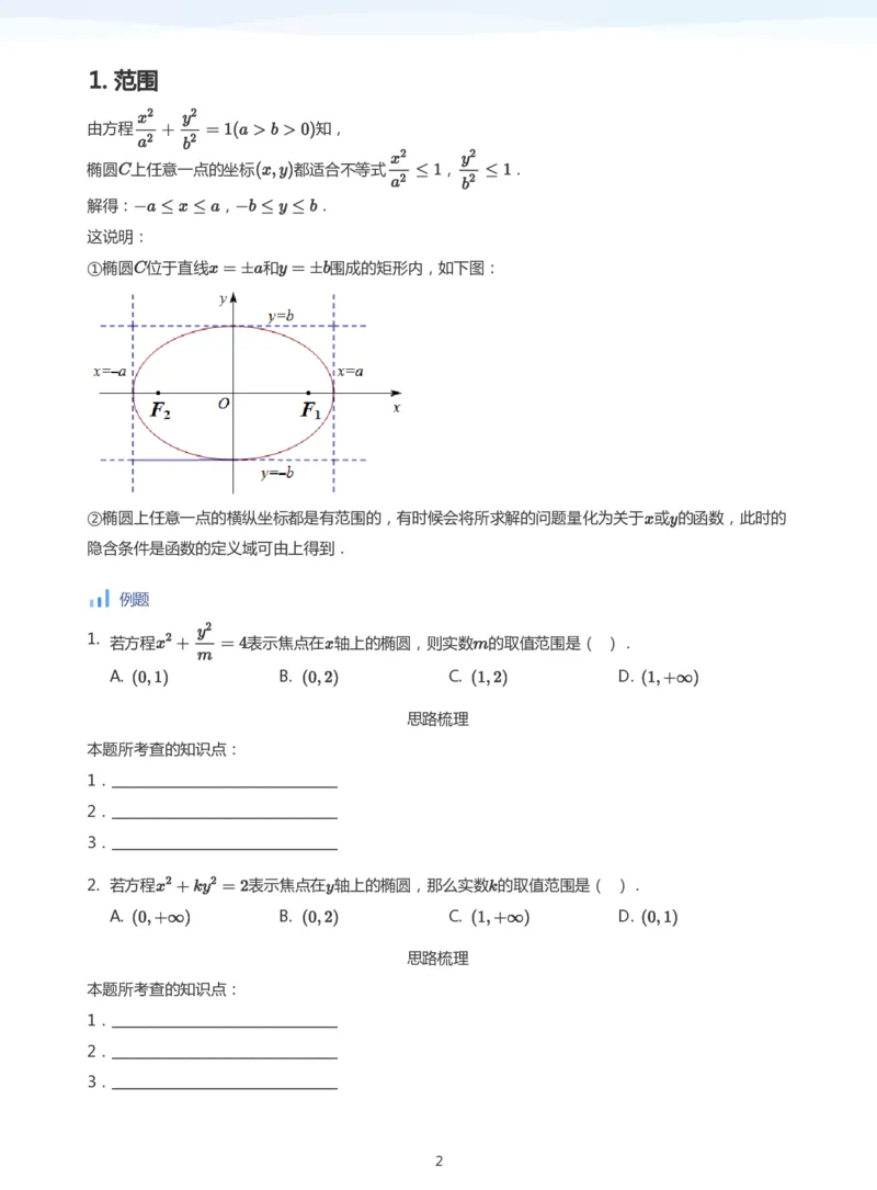 椭圆的性质(学生版)_高中三年全科资料_高中_学而思高中数学（暑假衔接）面授升高..高二.高三_学而思面授班升高二暑期讲义+题集