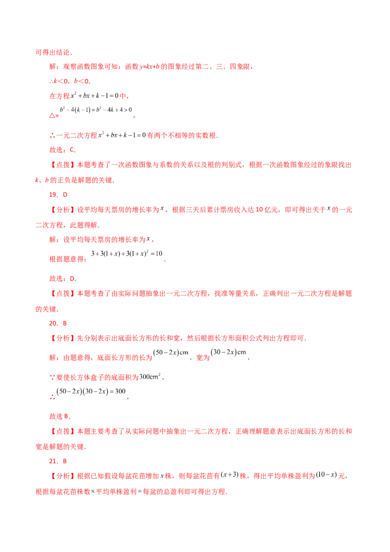 专题21.27一元二次方程（中考常考考点分类专题）（基础练）-（人教版）_人教版数学九年级上册_版本二_九年级数学上册（人教版）_专题突破练习-V4_2024版