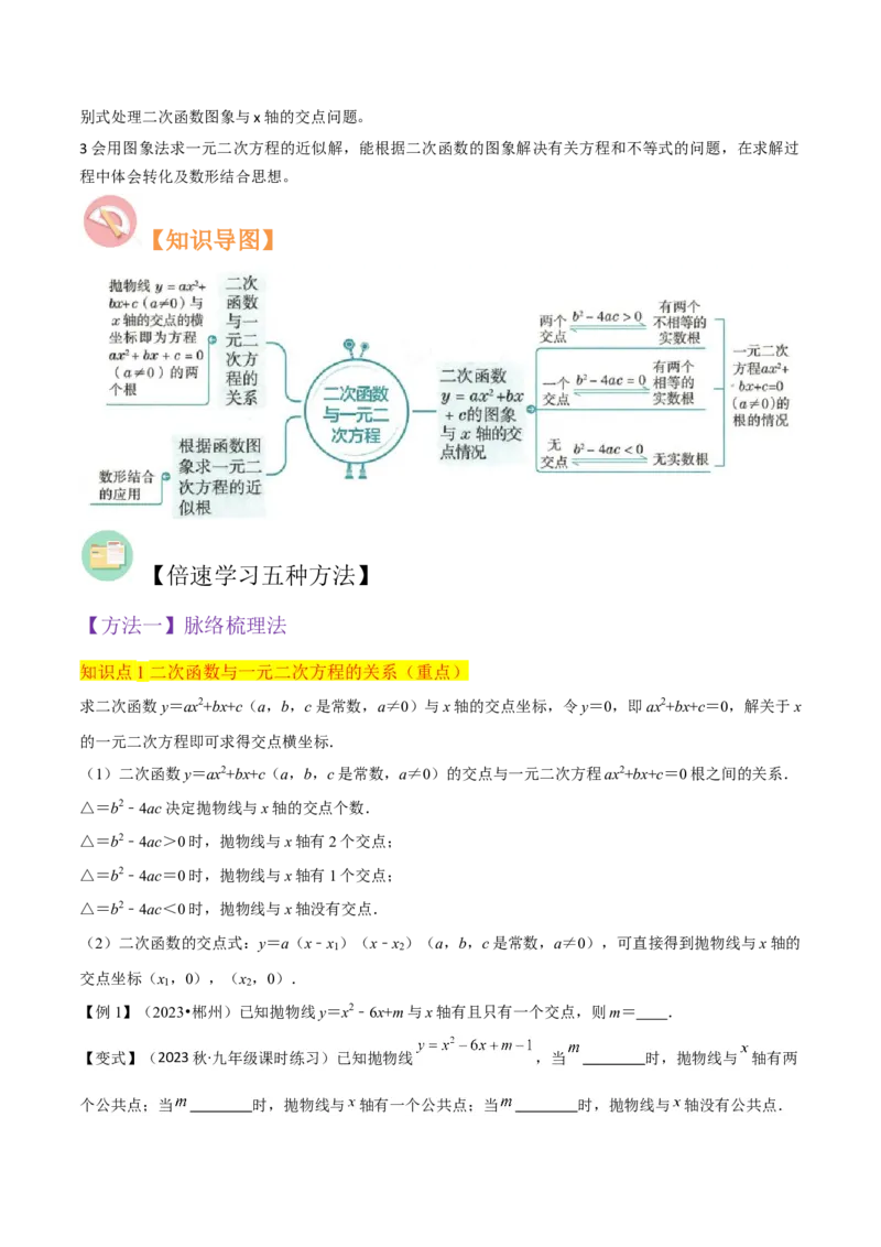 专题10二次函数与一元二次方程（3个知识点5种题型1个易错点2种中考考法）（学生版）_人教版数学九年级上册_版本二_九年级数学上册（人教版）_常见题型通关讲解练-V3_2024版
