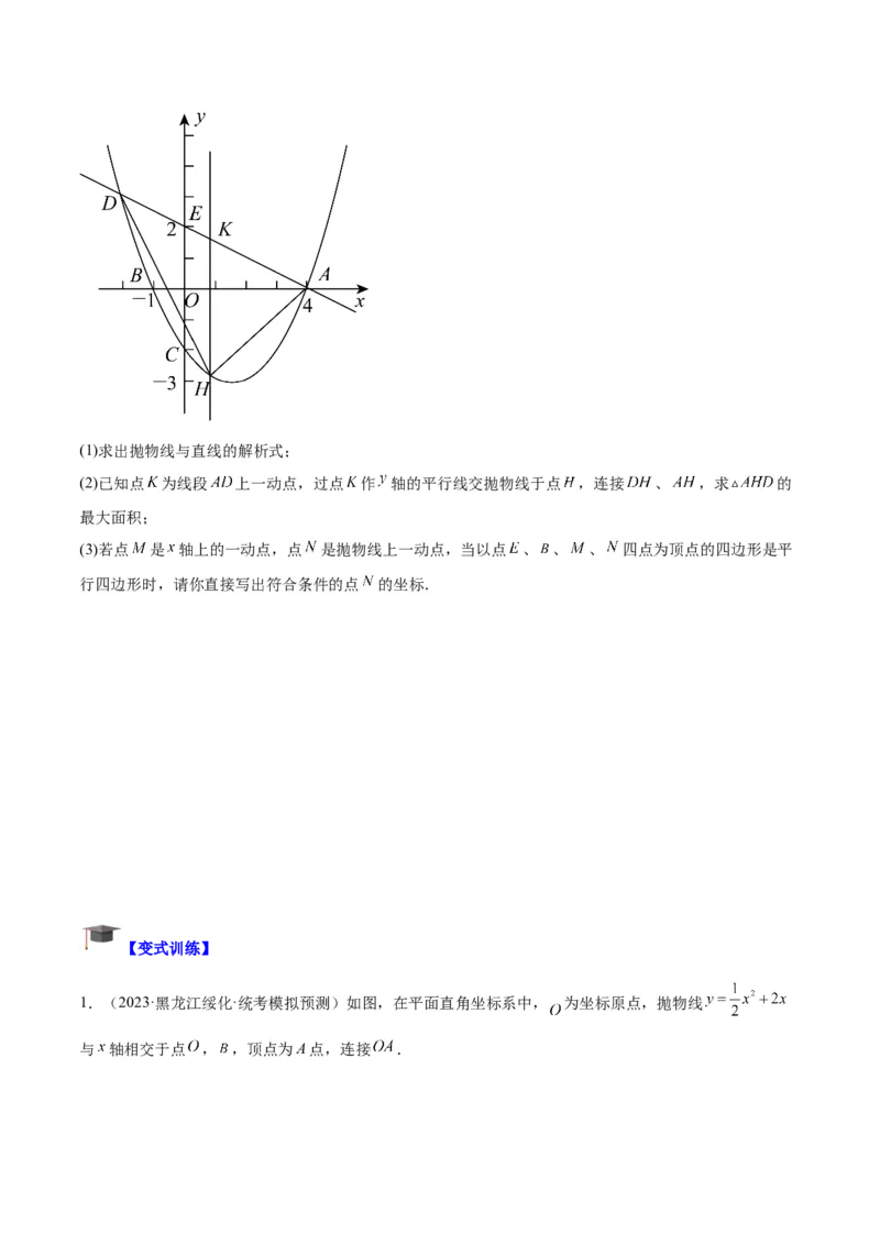 专题12二次函数中的存在性问题专训（学生版）_人教版数学九年级上册_版本二_九年级数学上册（人教版）_重难点专题提升-V7_2024版