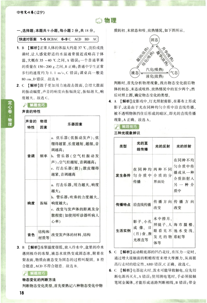2026《万唯中考&bull;辽宁定心卷》物理答案_2026中考押题卷合集_2026《万唯中考定心卷》各地方版_2026《万唯中考&bull;辽宁定心卷》7科_2026《万唯中考&bull;辽宁定心卷》物理