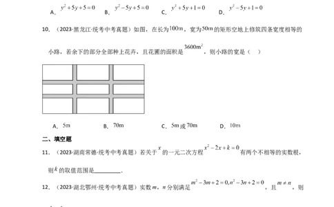 专题21.23一元二次方程（直通中考）（全章基础练）-（人教版）_人教版数学九年级上册_版本二_九年级数学上册（人教版）_专题突破练习-V4_2024版