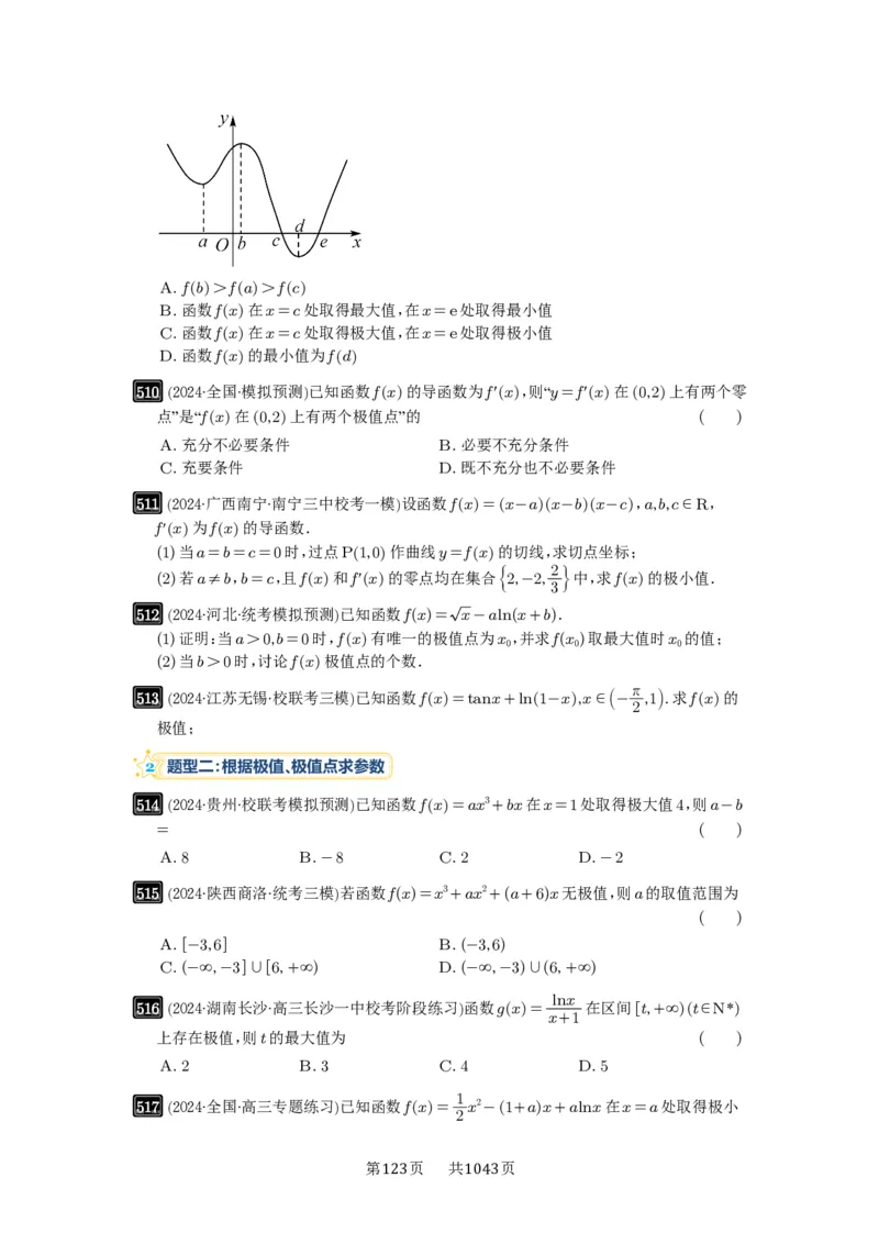 第16讲极值与最值_高中三年全科资料_高考数学《必刷5000题》2025版_2025高考数学必刷5000题（原卷版分章节PDF）