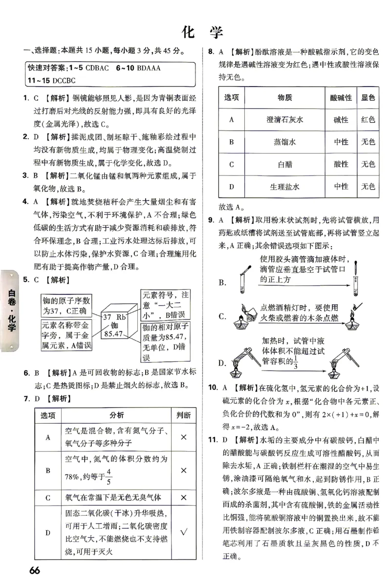 2026《万唯中考&bull;湖南黑白卷》化学黑白卷答案_2026中考押题卷合集_2026《万唯中考黑白卷》地方版(1)_2026《万唯中考&bull;湖南黑白卷》7科_2026《万唯中考&bull;湖南黑白卷》化学