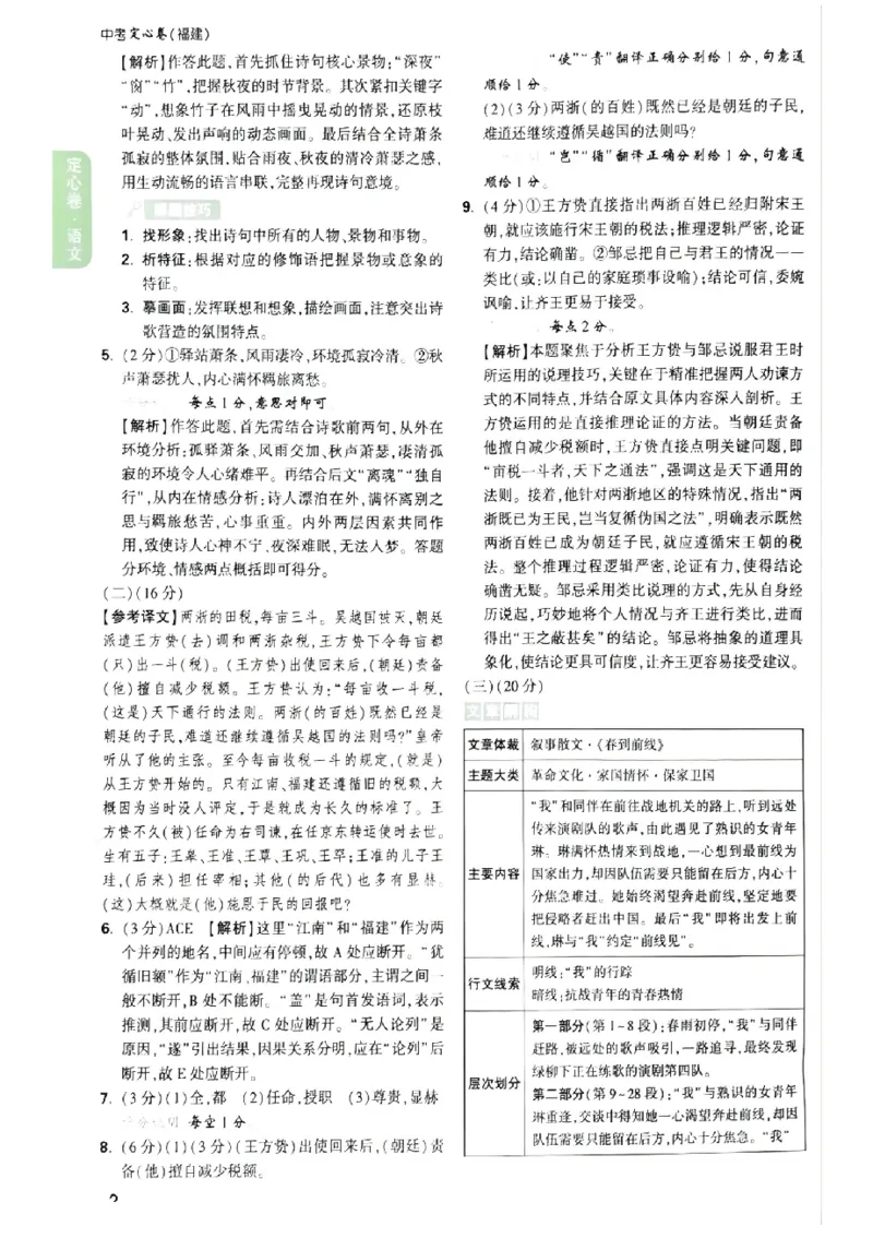 2026《万唯中考&bull;福建定心卷》7科答案_2026中考押题卷合集_2026《万唯中考定心卷》各地方版_2026《万唯中考&bull;福建定心卷》7科