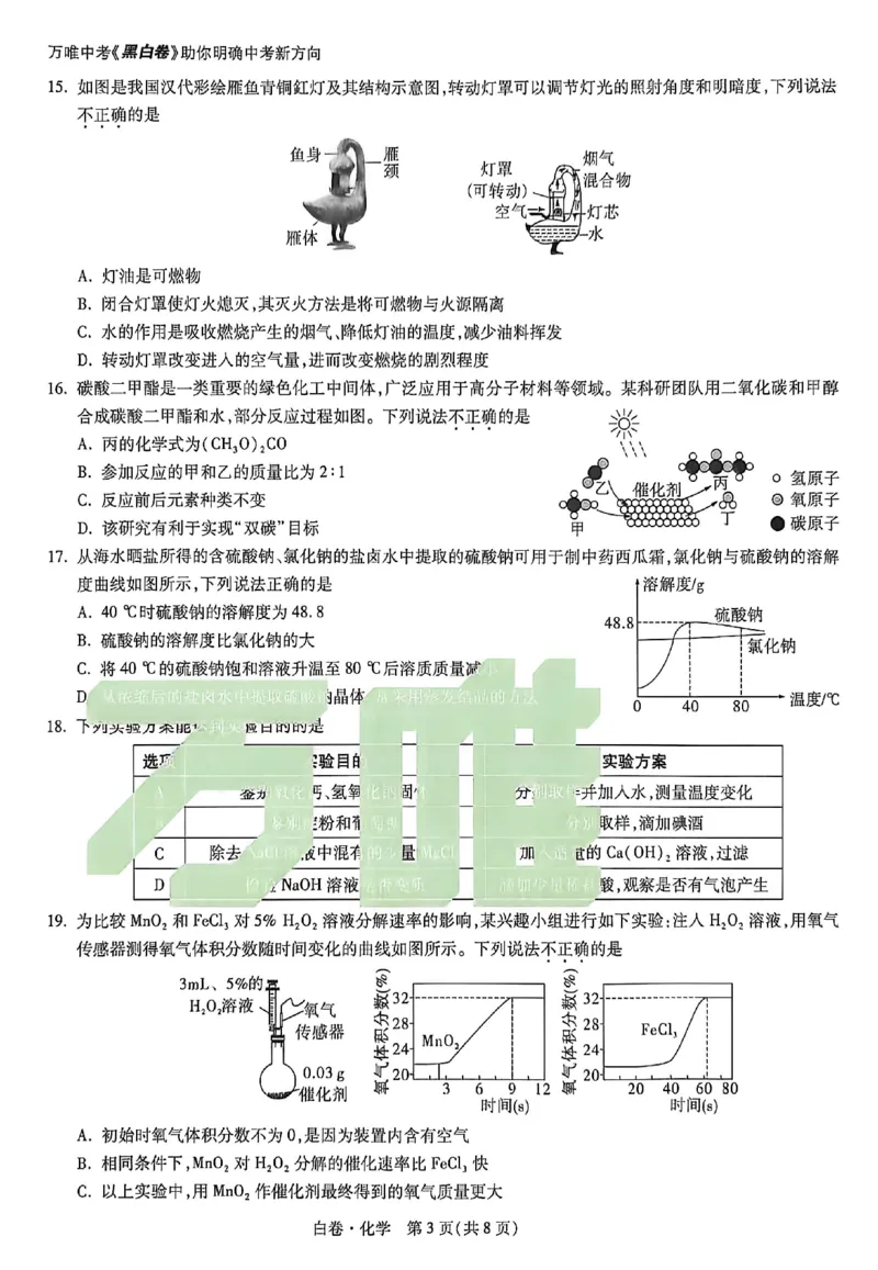 2026《万唯中考&bull;苏州黑白卷》化学白卷_2026中考押题卷合集_2026《万唯中考黑白卷》地方版(1)_2026《万唯中考&bull;苏州黑白卷》7科